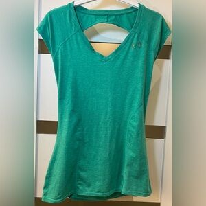 TLF Apparel Infinity Open Back Cap Sleeve Fitness Top Pocket Crystals Green XL